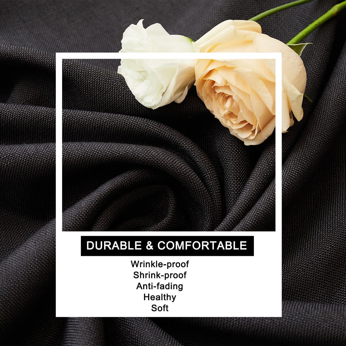 Midsummer Breeze Table Cloth Rectangle Table-Rustic Cotton Tablecloth Craft Fringed Farmhouse Table Cloths for Halloween Thanksgiving Christmas Kitchen Dining (55x70 Inch, Black)