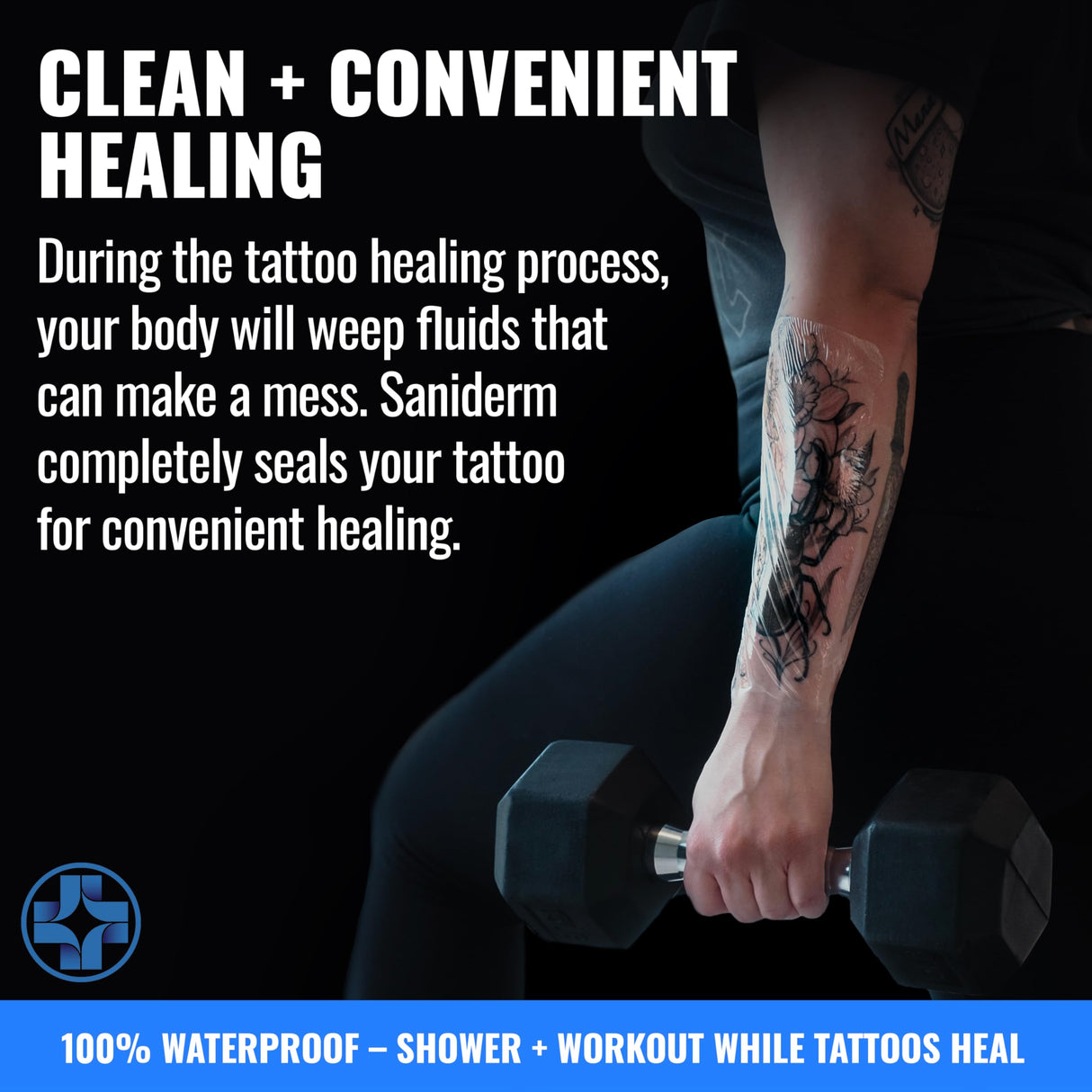 Saniderm Tattoo Aftercare Bandage 3 Sheets (Large Pack, 8 in x 10 in) – Convenient, Faster Tattoo Healing and Protection – Sterile, Waterproof, and Latex-Free