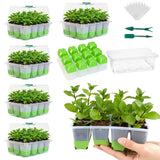 ZSYWODFO Silicone Seed Starter Tray with Humidity Dome, Indoor Seedling Starter Kit, 5-Pack Flexible Germination Trays - Adjustable Vent, Reusable & Dishwasher Safe for Herbs/Vegetables/Flowers