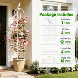 6ft Garden Obelisk Trellis for Climbing Plants-Rustproof Metal Pipe with Heavy Duty Plastic Coated, Garden Outdoor Indoor Potted Plant Support for Clematis Vine Jasmine Support （White）