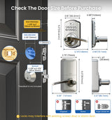 Veise Keypad Door Lock with Handle, Keyless Entry for Front Door & Bedroom, Electronic Lock with Code, Auto-Locking, Easy Installation, Passage Mode, Satin Nickel
