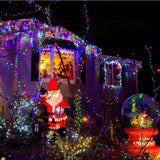 QITONG 4 Pack Multicolor Solar Christmas Lights Outdoor Waterproof, Each 33ft 100 LED Fairy Lights, 8 Modes Silver Wire Mini Twinkle Lights