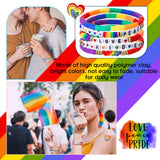Tondiamo 30 Pcs Rainbow Gay Pride Bracelets LGBT Support Wristbands for Pride Day Month Parades Decorations Party Supplies Christmas Gifts(Peace)