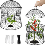 JAWULIJA Garden Cloches for Plants 2 Pack Metal Plant Protectors from Animals Chicken Wire Cloche Updated Plant Cages for Outdoor Plants Vegetables Seedlings 13" D x 14" H