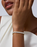 PAVOI 14K Yellow Gold Plated Marquise Cut Tennis Bracelet for Women - Cubic Zirconia Gold Tennis Bracelets for Women - Delicate Marquise CZ Bridal Jewelry for Wedding - Size 7"