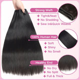 Beauty Queen 3 Bundles Human Hair Straight (20 Inch) 16a Grade Unprocessed Straight Brazilian Sew In Hair Extensions Thick Virgin Hair Natural Color