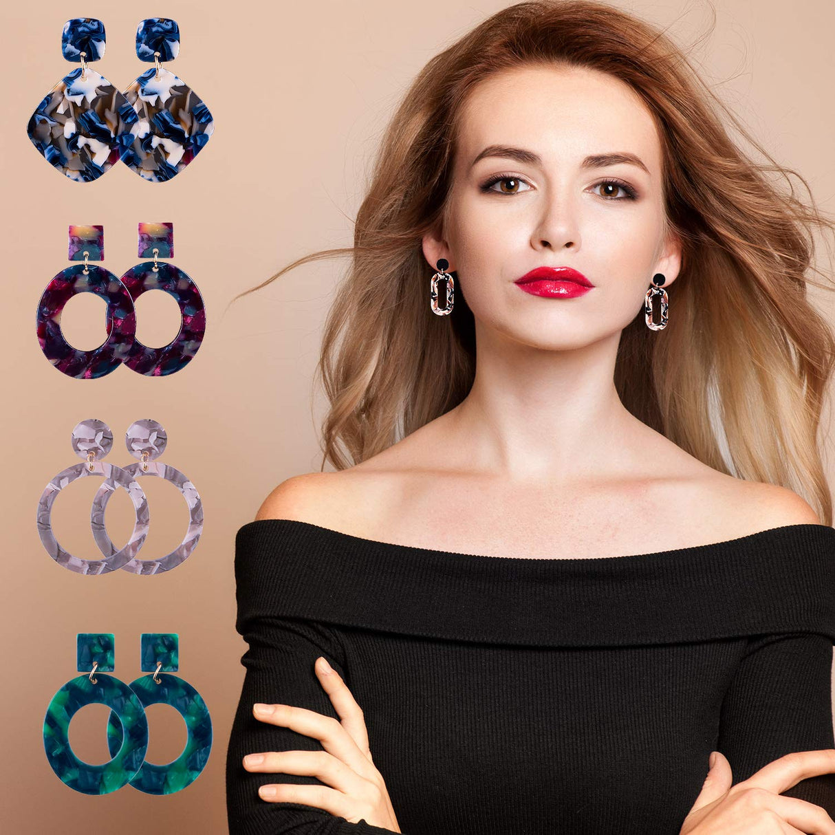 Duufin Acrylic Earrings 24 Pairs Fashion Earrings Women Statement Vacation