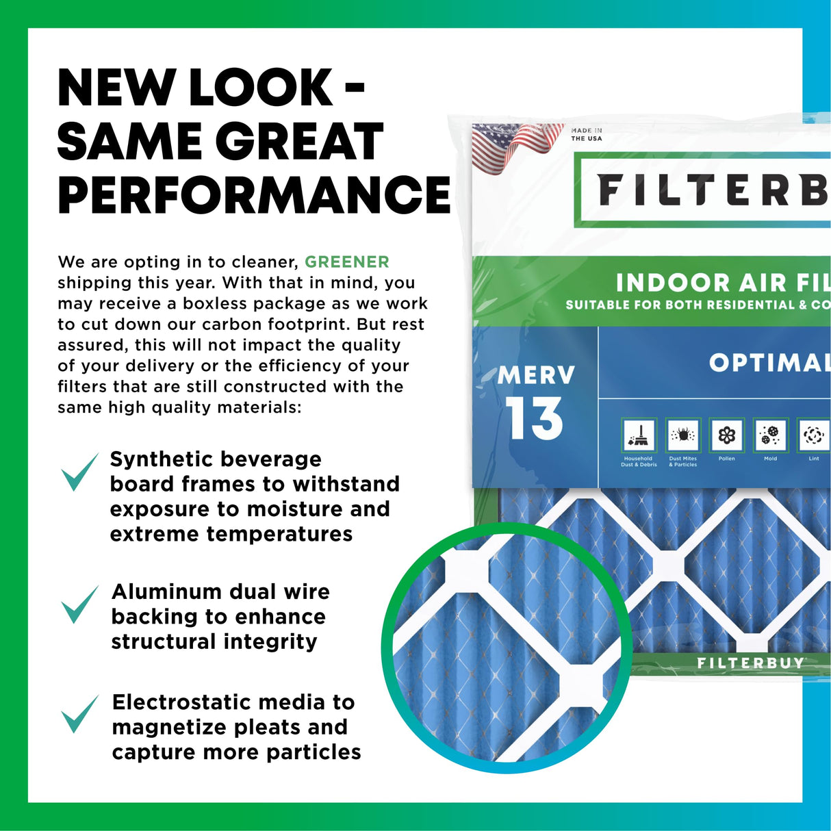 Filterbuy 14x20x1 Air Filter MERV 13 Optimal Smoke & Allergy Defense (6-Pack), Electrostatic Pleated HVAC AC Furnace Filters Replacement (Actual Size: 13.50 x 19.50 x 0.75)