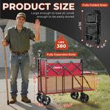 DUHKOI Double Decker Collapsible Wagon with Brakes,Compact with Tailgate