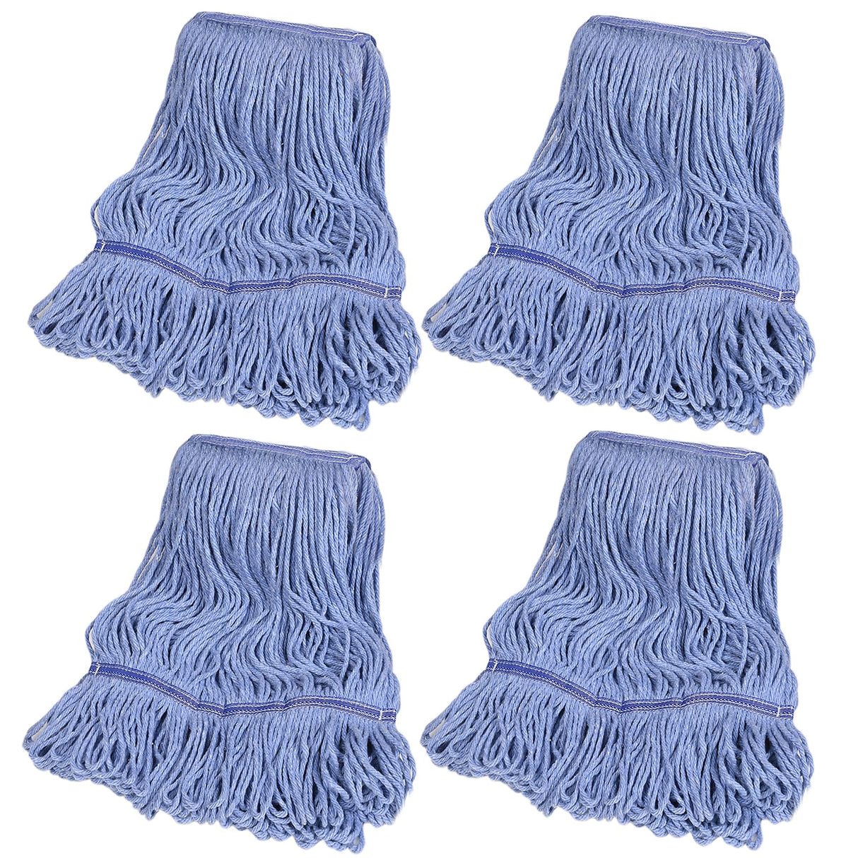 HiBaby 4 Pack Commercial Mop Head Replacement, Heavy Duty Mop Head Commercial Replacement for General and Floor Cleaning, Wet Industrial Blue Cotton Looped End String Head Refill (Blue)