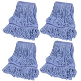 HiBaby 4 Pack Commercial Mop Head Replacement, Heavy Duty Mop Head Commercial Replacement for General and Floor Cleaning, Wet Industrial Blue Cotton Looped End String Head Refill (Blue)