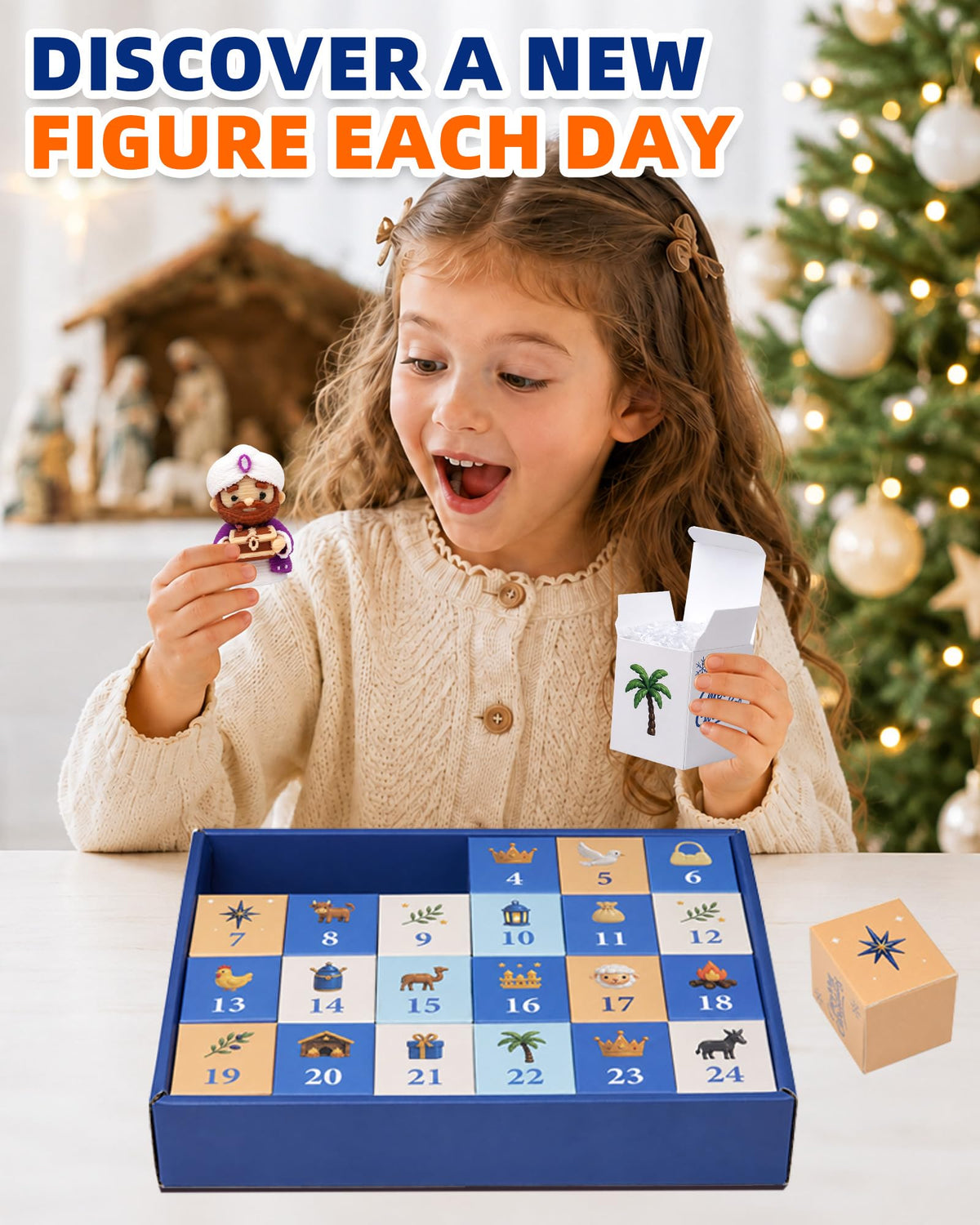 Nativity Advent Calendar 3D Printed Nativity Set Toys Gift for Toddler Kids