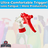 Leak-Free Chemical Resistant Spray Head 10 Pk. BOTTLES NOT INCLUDED. Industrial Sprayer for Car Detailing Window Cleaning and Janitorial Supply. Low-Fatigue Trigger and Nozzle Fit 32oz Bottle.