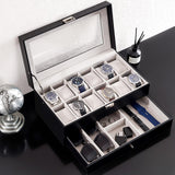 ProCase Watch Box, 12 Slot Watch Case for Men with Drawer, Black