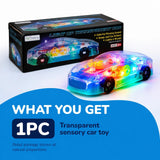 ArtCreativity Light-Up Transparent Sensory Car Toy, Bump-and-Go, Ages 3+