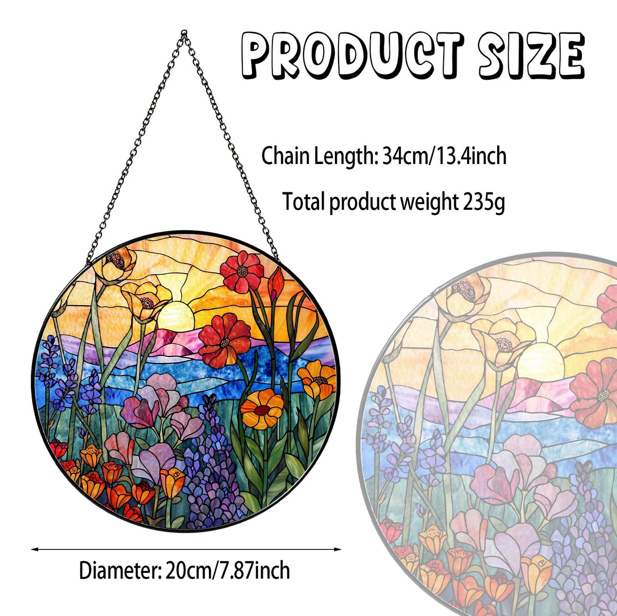 RVEAFA Wildflowers Sun Catcher Stained Glass Window Hanging Plant Lover Gifts for Women Wildflowers Wall Decor Handmade Sun Catcher Decoration for Window Garden Home Christmas & Birthday Gifts