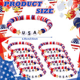 Huquary 24 Pcs USA Bracelets Bulk Red White Blue Polymer Clay Beaded,Usa