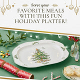 Spode Christmas Tree Sculpted Octagonal Platter, 14-Inch Holiday Serving Platter for Meats, Cheeses & Desserts, Dishwasher & Microwave Safe Christmas Dinnerware with Iconic Tree Design