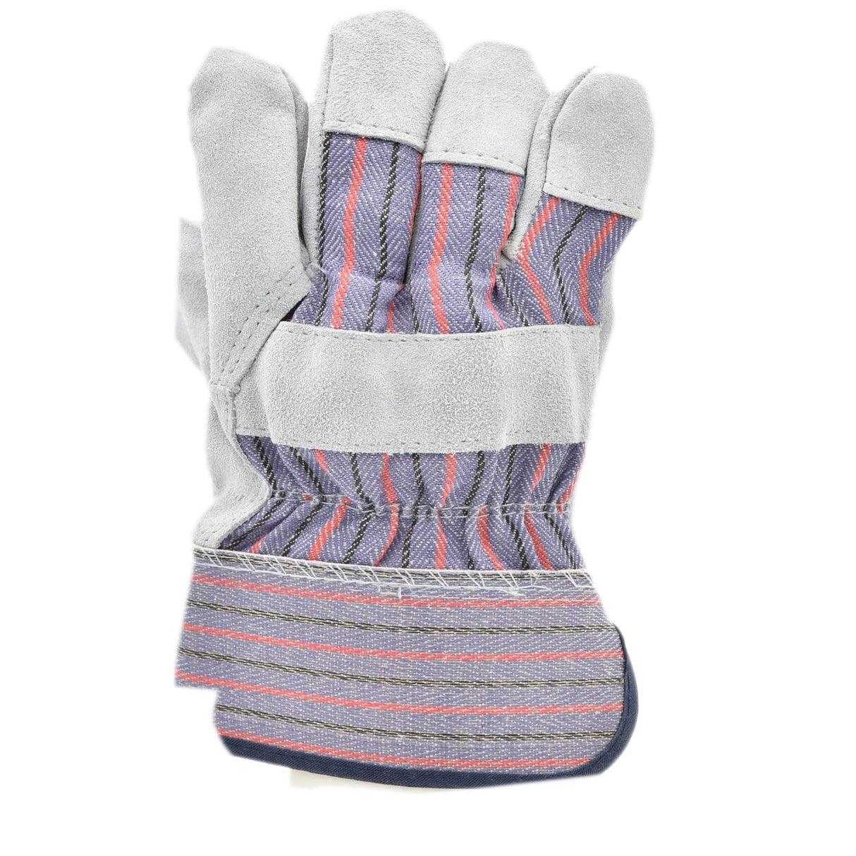 G & F Products Cowhide Leather Work Gloves with Suede Finish Palm rubberized safety cuff, 5 Pairs