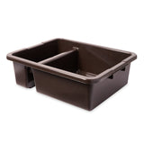 Rubbermaid Commercial Products Standard Divided Bus/Utility Box 7-Gallon Brown Plastic Heavy Duty Divided Restaurant Wash Basin/Dish Washing Tub for Cups/Plates/Bowls