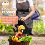 Grace and August Gardening Apron with Pockets for Women & Men - Unique Gardening Gift for Gardeners - Garden Apron 7 Pockets & Internal Drawstring Bag