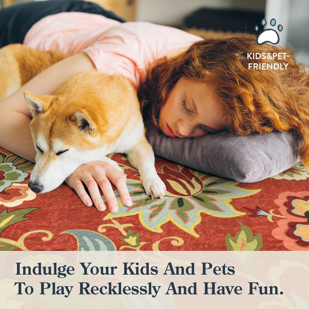 Lahome Floral Red Carpet Runner Rug 2x4, Washable Hallway Non-Slip Kitchen Christmas Runner Rugs, Vintage Throw Carpet for Hallway Bathroom Entryway Laundry Room(2'x4', Red)