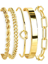 Gokeey Gold Cuff Bracelets for Women, 14K Gold Plated Bangle Bracelet Set for Women, Forever Love Knot Infinity Bangle Paperclip Beaded Twist Bracelets for Women