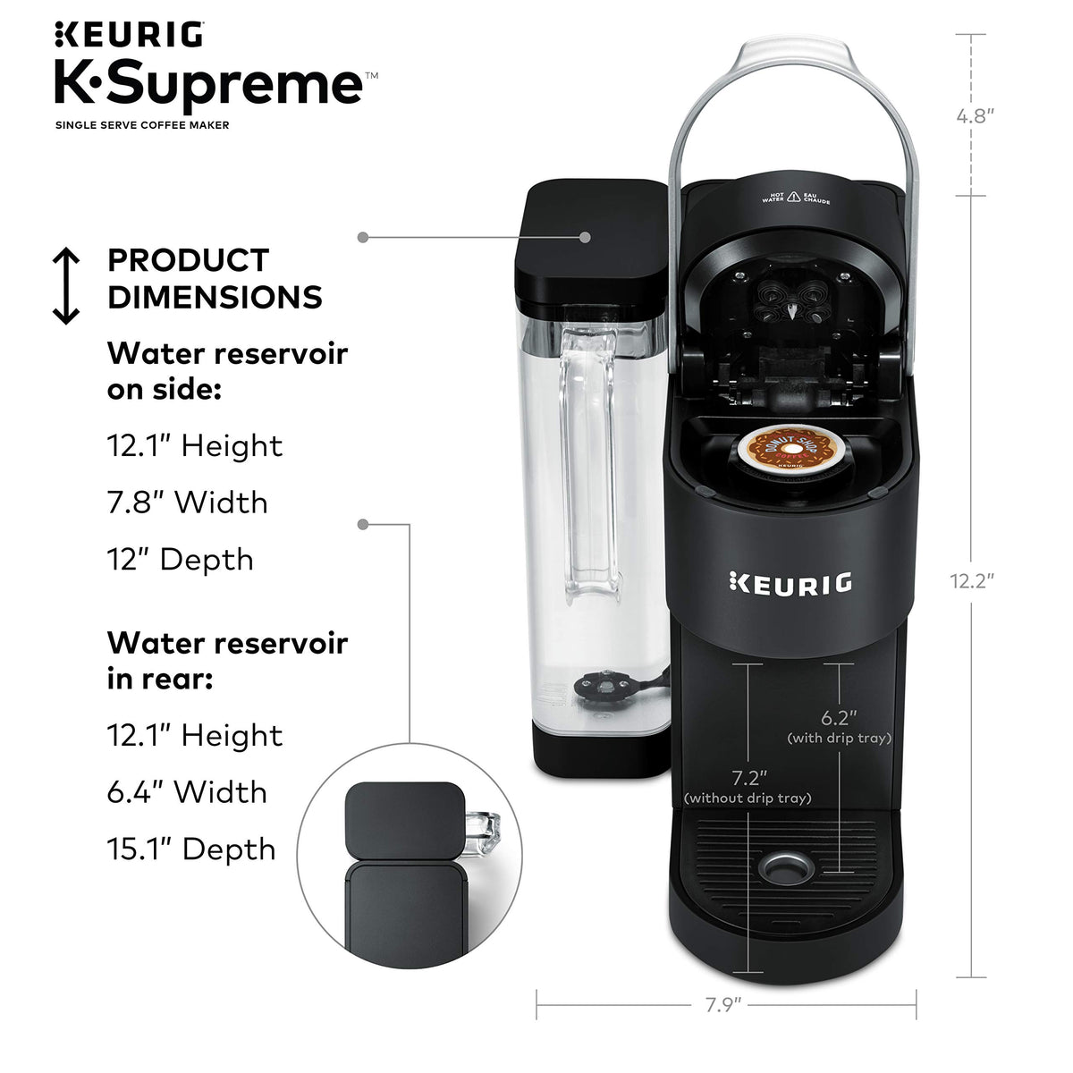 Keurig K-Supreme Single Serve K-Cup Pod Coffee Maker, Black