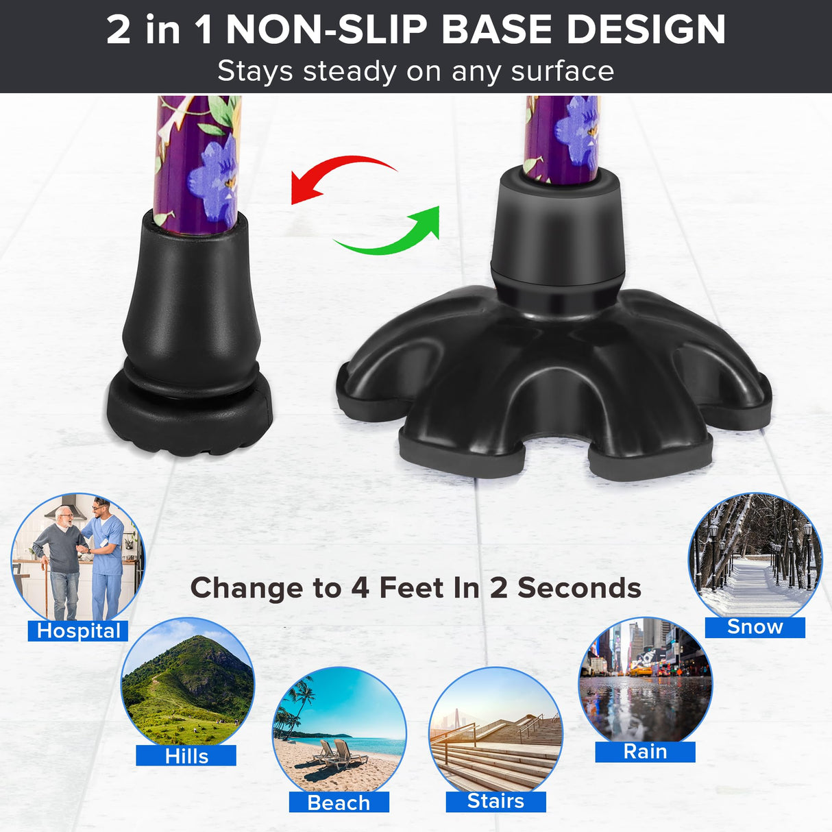 LIXIANG Walking Cane and Walking Stick for Adult Men and Women, with Travel Bag， Adjustable Folding Elderly and Adult Cane（Purple）