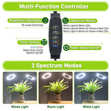 LETKEYS Grow Lights for Indoor Plants,Double Head Full Spectrum LED Plant Light with Stand,6 Dimmable Levels & 3 Lighting Modes, Auto On Off Timer 3/9/12H, 38-67 inches Adjustable Height, Black