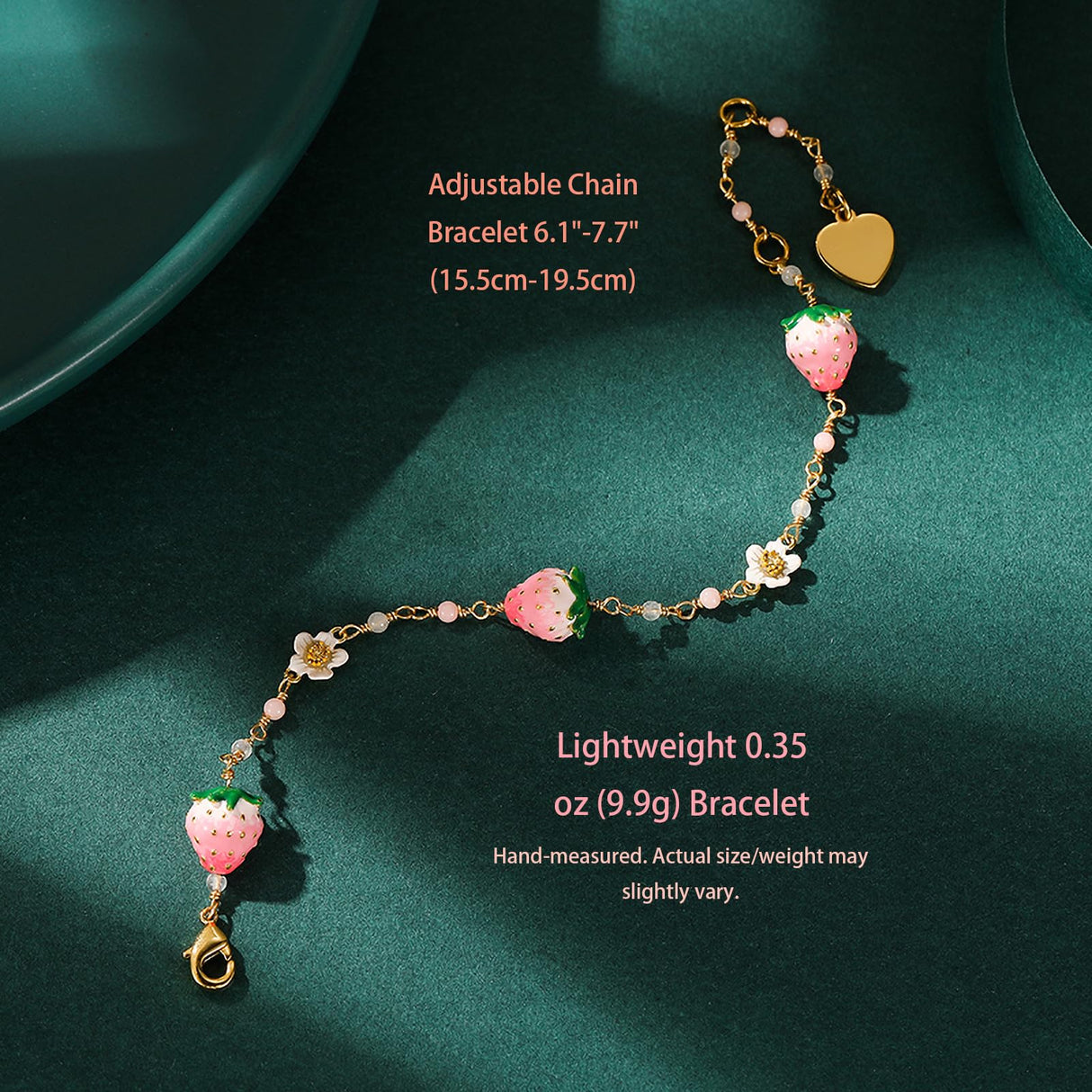 BSL juicy Women's Stylish Versatile Bracelet - Elegant White Flower, Pink Strawberry Charm, Fresh & Sweet Bohemian Design Jewelry, Perfect Friendship Gift for Friends & Loved Ones