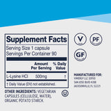 Vimergy L-Lysine – Promotes Healthy Skin, Hair & Nails* – Supports Healthy Metabolism* – Vegan, Non-GMO & Gluten-Free – 90 Capsules