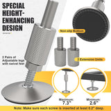 Nuvium Threshold Ramp for Doorways, Adjustable Height 2.6"-7.3" Aluminum Wheelchair Ramp with Heightening Screws and Swivel Angle Leg, 1100lbs Load Capacity, 30"Wide Curb Ramp for Trolley,Power Chairs