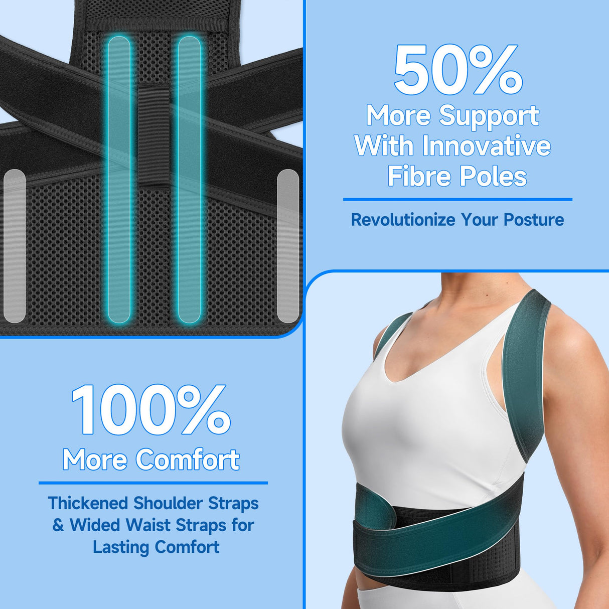 Back Brace Posture Corrector for Men and Women, Adjustable Shoulder Straightener Full Back Support, Upper and Lower Back Brace for Pain Relief, Scoliosis, Hunchback, Hump (Large)