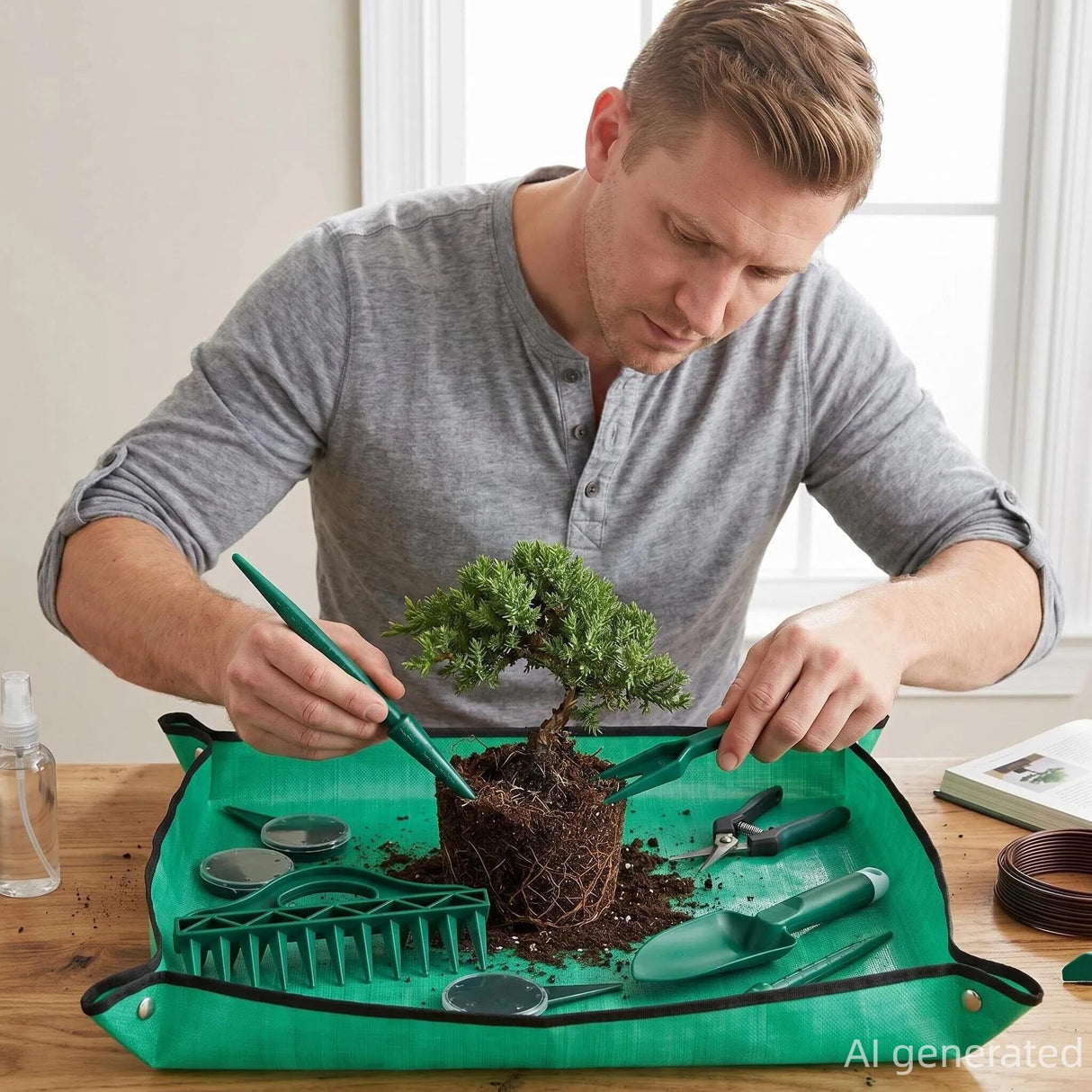 Bonsai Tools Kit 10Pcs Indoor & Outdoor Gardening Tool Potting Mat