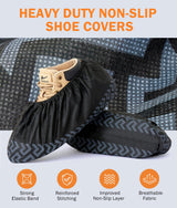 X-Large 100 Pcs Shoe Covers Disposable Non-Slip,Shoe Covers for Indoors Reusable,Slip-resistant, Durable, Breathable, Non-Woven Booties for Shoes Covers,Stretchable Fits Up To13 US Men,Black