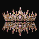 Kamirola Tiaras and Crowns for Women,Tiaras Earrings Necklace, Crystal Bridal Jewelry Set (Gold Pink)