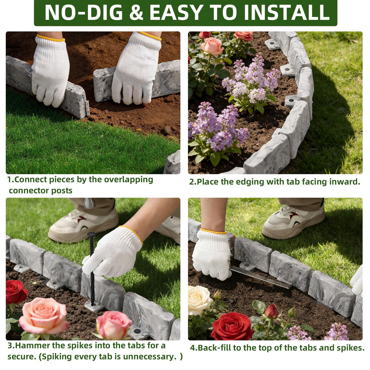 Landscape Edging Garden Edging Border Faux Stone Edging,17FT x 2.75 in Tall
