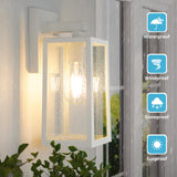 MAXvolador Outdoor Wall Sconce, Exterior Waterproof Lantern Light Fixtures, White Porch Light Toughened Glass, Anti-Rust E26 Patio Lighting, 2 Pack