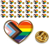 HAFILO 25/50/100 Metal Hearts Inclusive Progress Pride Pin Rainbow Gay Flag LGBTQ Progressive Lapel Pins for clothing Backpack hat Pride Month Decoration Gift Bulk (50)