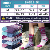 Sandsuced Womens Merino Wool Hiking Socks Thermal Winter Warm Cozy Outdoor Crew Socks 5 Pairs Gift Stocking Stuffers(Purple/Blue/Dark Blue/Rose Pink/Light Blue，M)