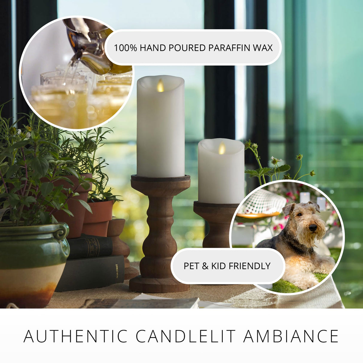 Luminara - Flameless LED Battery Operated Flickering Pillar Candles - White - Pack of 1-3x4.5 - Realistic Moving Flame Real Wax Indoor/Outdoor Decor
