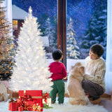 4ft Lighted Artificial White Christmas Tree | Leeheeyee Small Christmas Tree, Not Pre-lit White Tinsel Pine Trees with Lights, Ideal for Home, Office, and Xmas Tree Party Décor