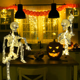 wymulot 2 Pack 40 Inches Plug Operated 400 LED Light Up Halloween Skeleton Full Body Posable Movable Jonints for Halloween Decoration Décor