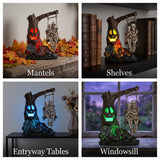 Halloween Skull Statue with Spooky LED Light for Home Indoor Decorations