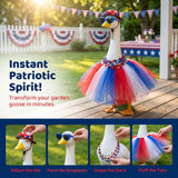 STONESTAR 6 pcs Patriotic 4th of July Porch Goose Outfits for 23" H Lawn Statue, Goose Clothes Costume with Hat Necklace Tutu Skirt for Independence Day & Memorial Day Outdoor Garden Yard Decoration
