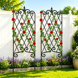 Amagabeli 2 Pack Garden Trellis for Climbing Plants 60" x 18" Rustproof Black Iron Potted Vines Vegetables Vining Flowers Patio Metal Wire