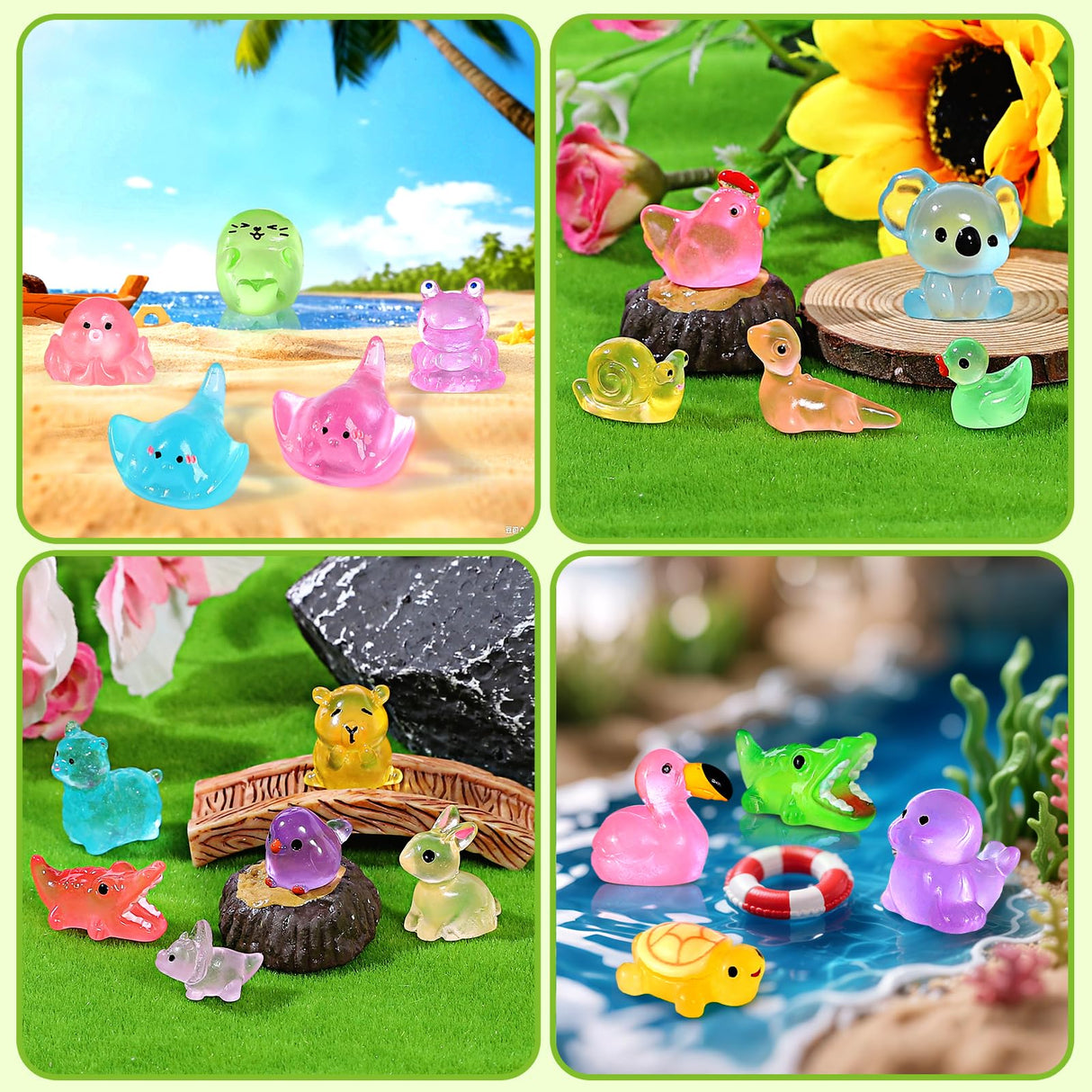 LOVEXIRAN 200PCS Luminous Mini Resin Animals 30 Styles, Little Small Animal Figures to Hide Tiny Resin Animals Variety Pack for Fairy Garden Accessories Micro Landscape Dollhouse Decor.