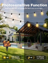 Tenmiro 120FT Solar Outdoor String Lights with Remote and 32+2 LED Shatterproof Bulbs Dimmable & Timing 3 Light Modes Solar Patio String Lights for Cafe, Garden, Deck, Outside Wedding Last for 10+Hrs