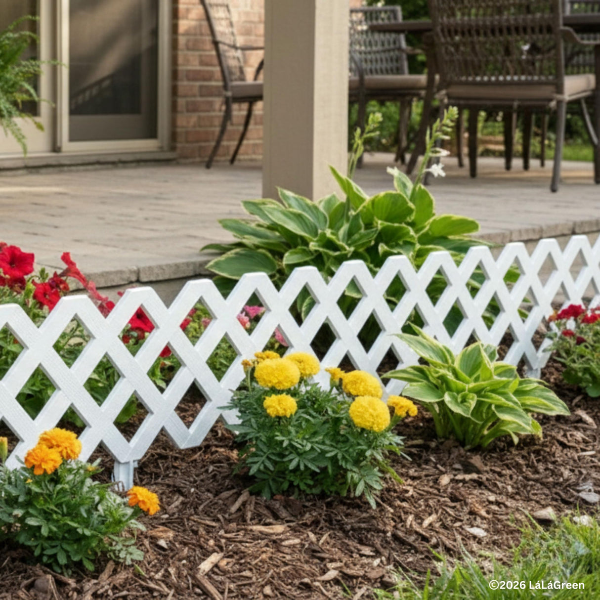 LaLaGreen Garden Edging Border (23x8.5in, 10 Pack) White Plastic Fence